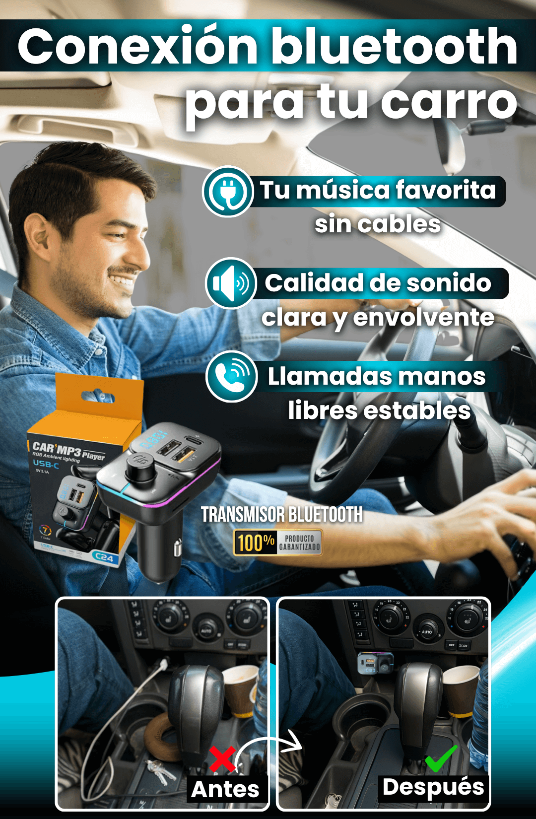 Transmisor Bluetooth para carro