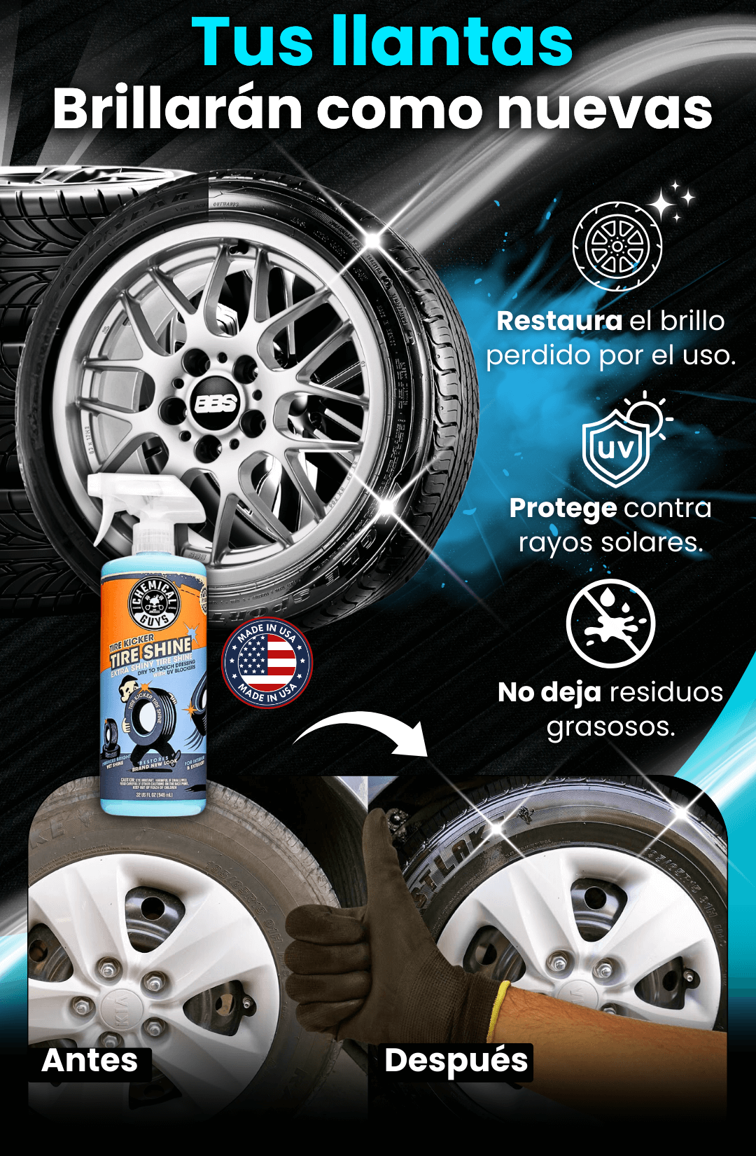 Promo 2x1 Abrillantador de llantas