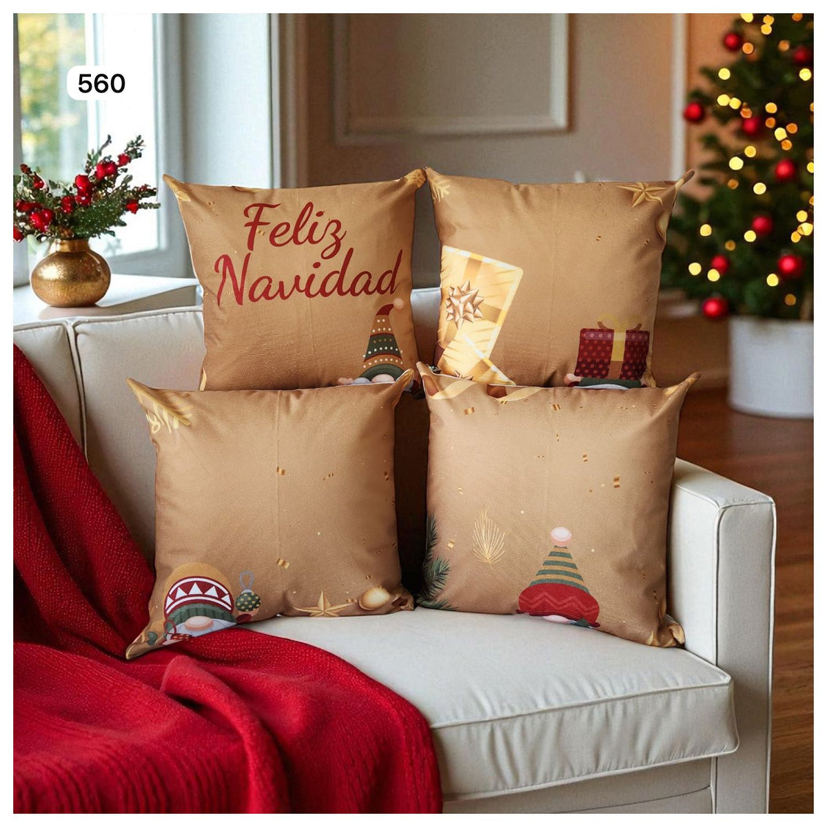 Set 4 Cojines Navideños