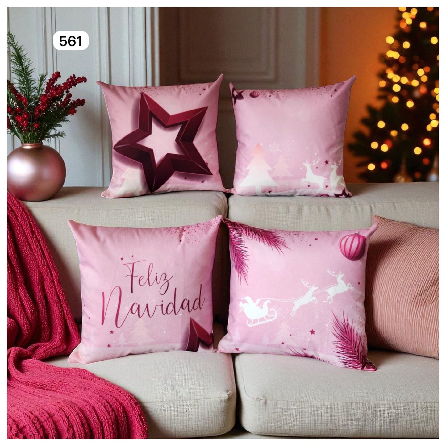 Set 4 Cojines Navideños