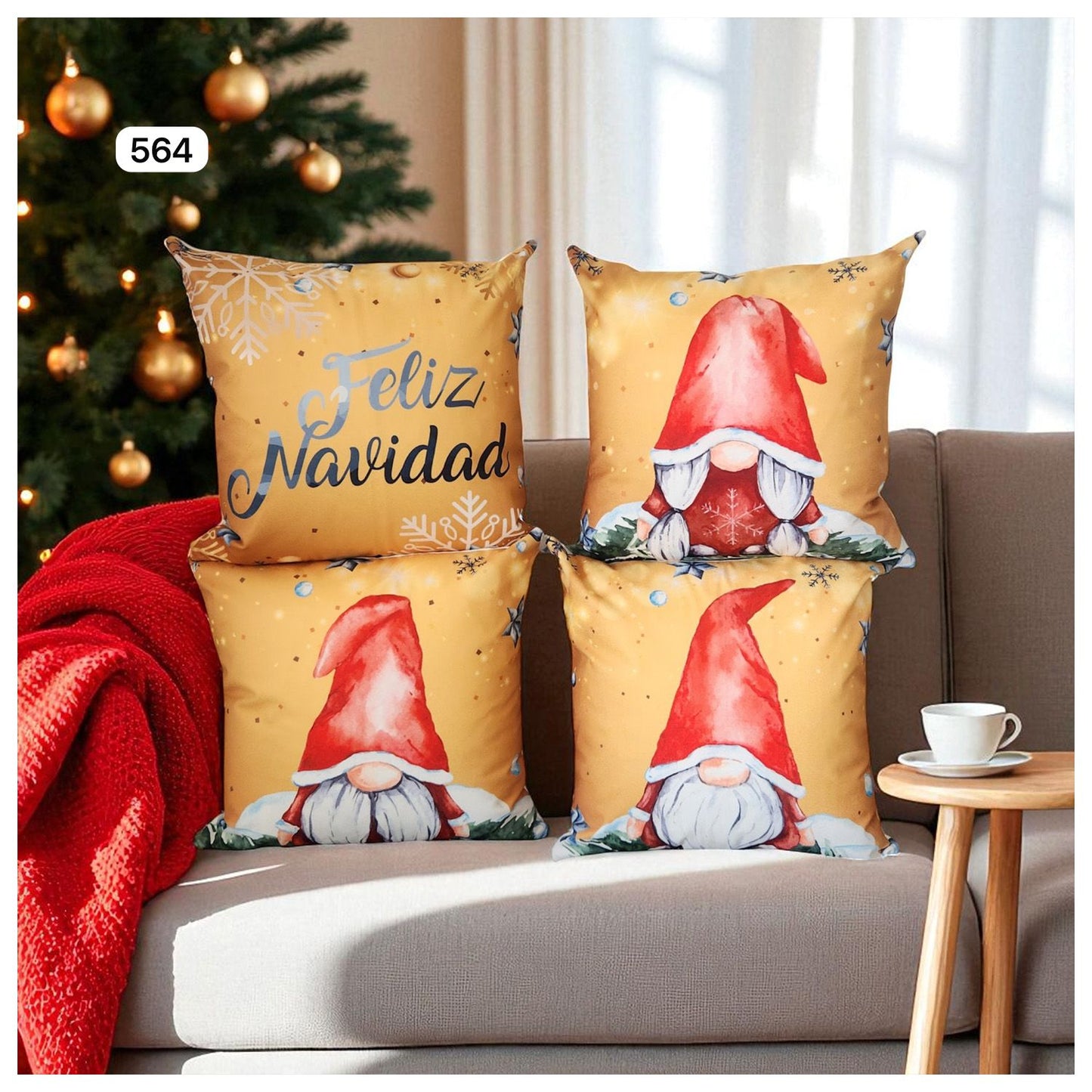 Set 4 Cojines Navideños