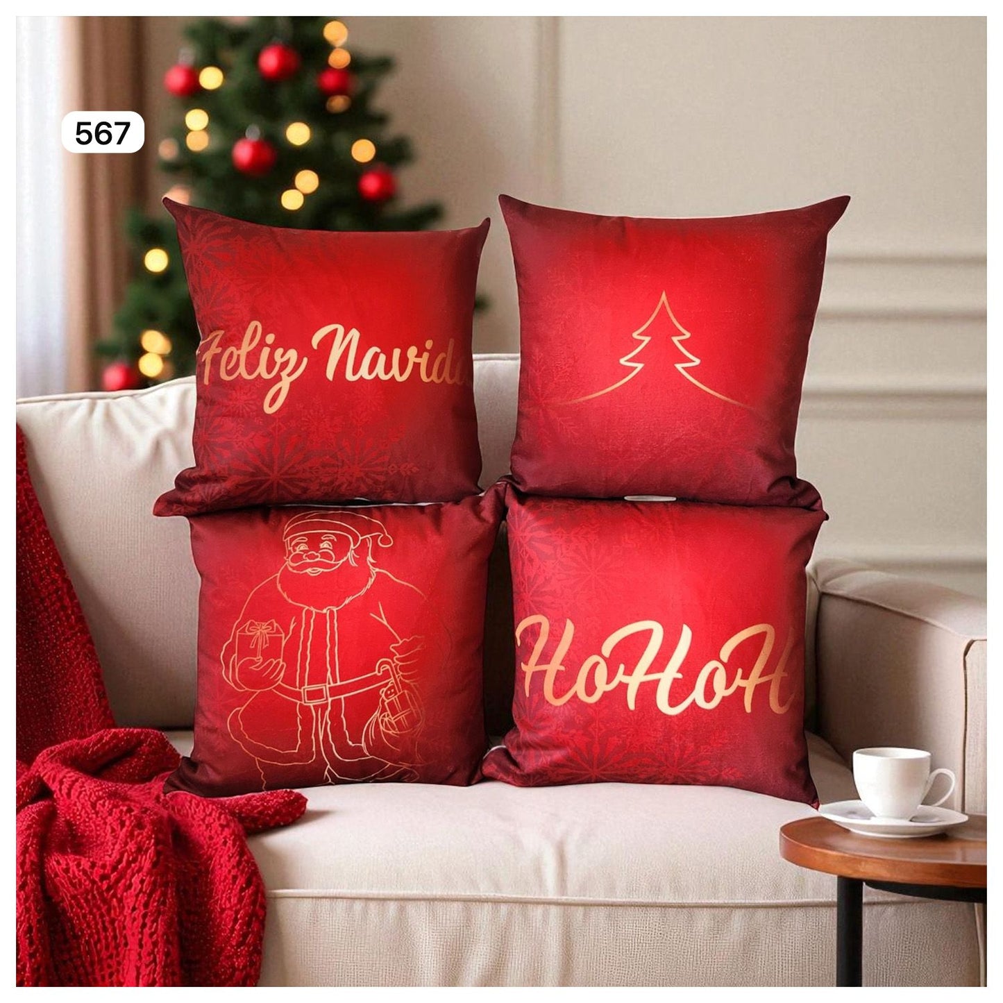 Set 4 Cojines Navideños