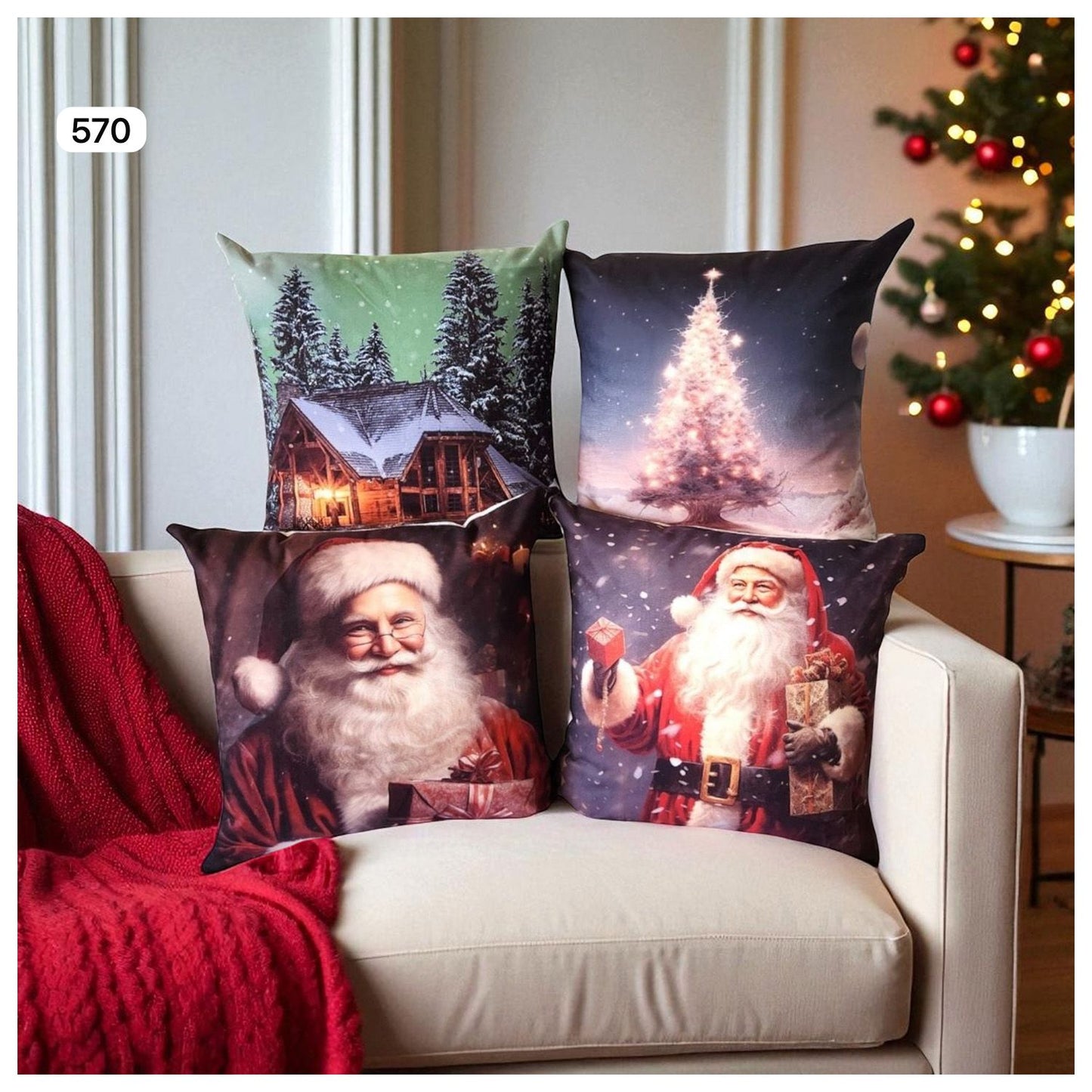 Set 4 Cojines Navideños