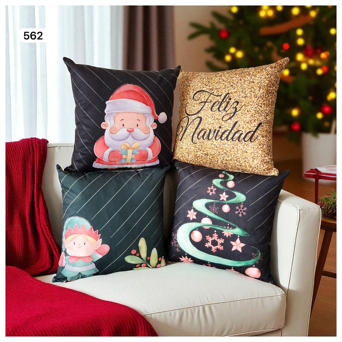 Set 4 Cojines Navideños