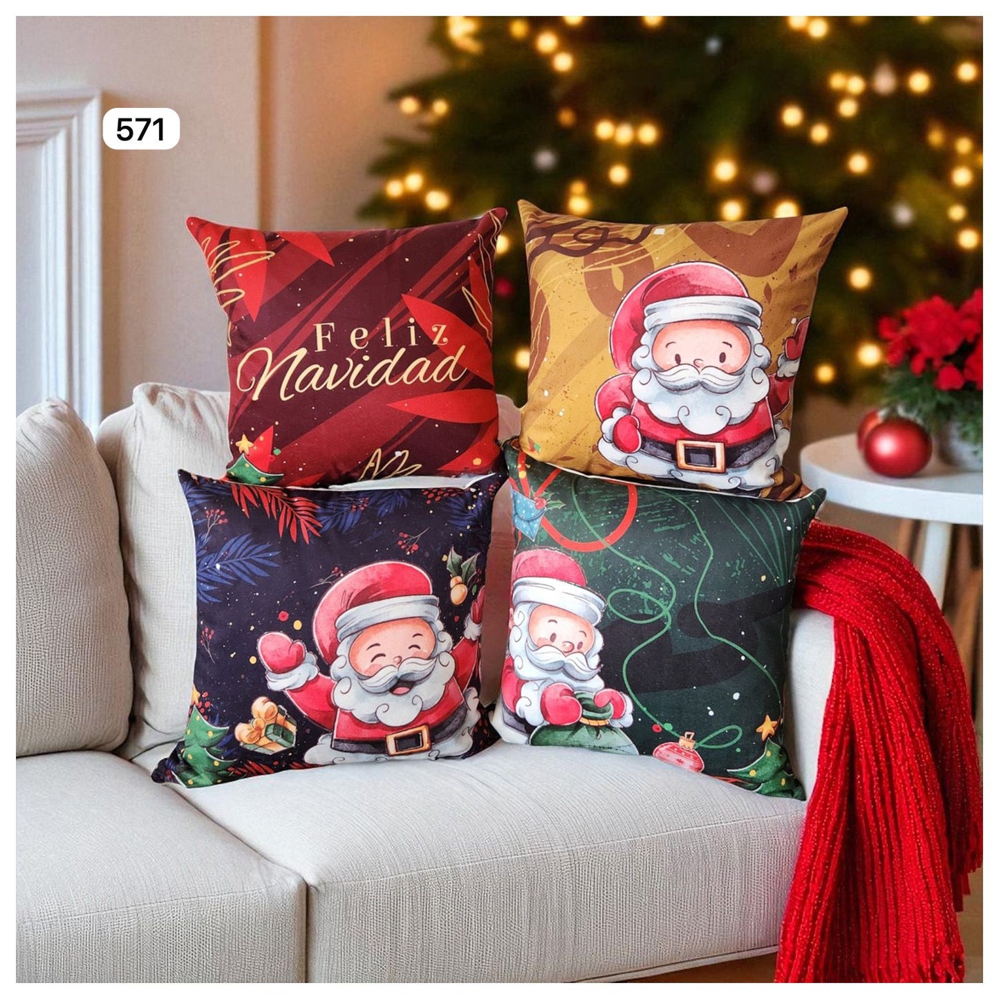 Set 4 Cojines Navideños