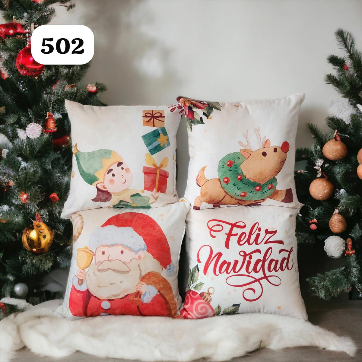 Set 4 Cojines Navideños