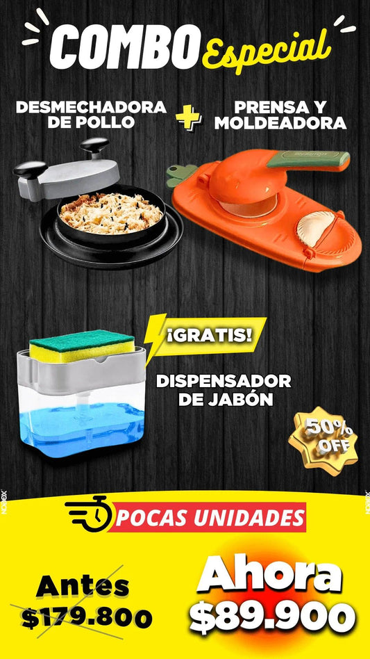 COMBO DESMECHADORA+PRENSA+DISPENSADOR